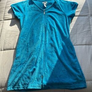 Women's Blue Zip-Up Robe